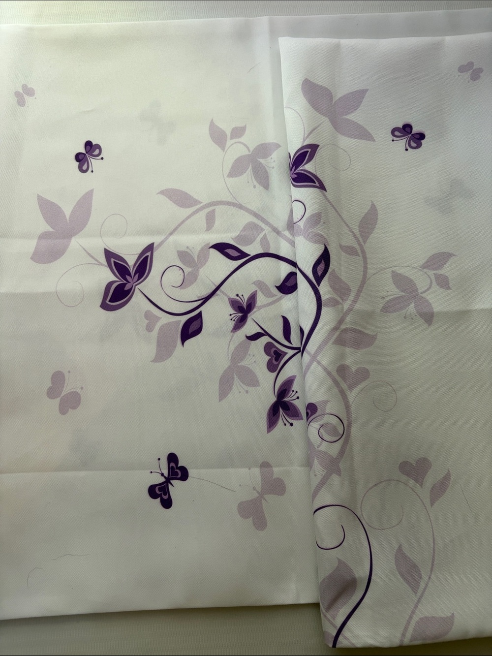 Purple Floral Vine Pillow Shams Cover Set - White & Purple (2) shams 20”x20” - Picture 2 of 3